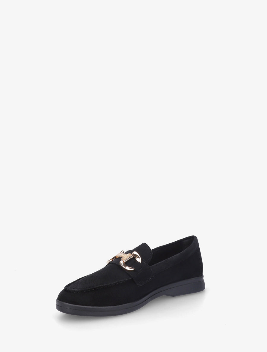 Mocassins en suédine à boucle et semelle plate - Noir - 3