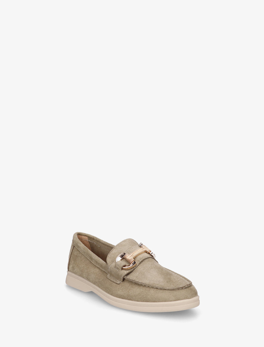 Mocassins en suédine à boucle et semelle plate - Kaki - 2