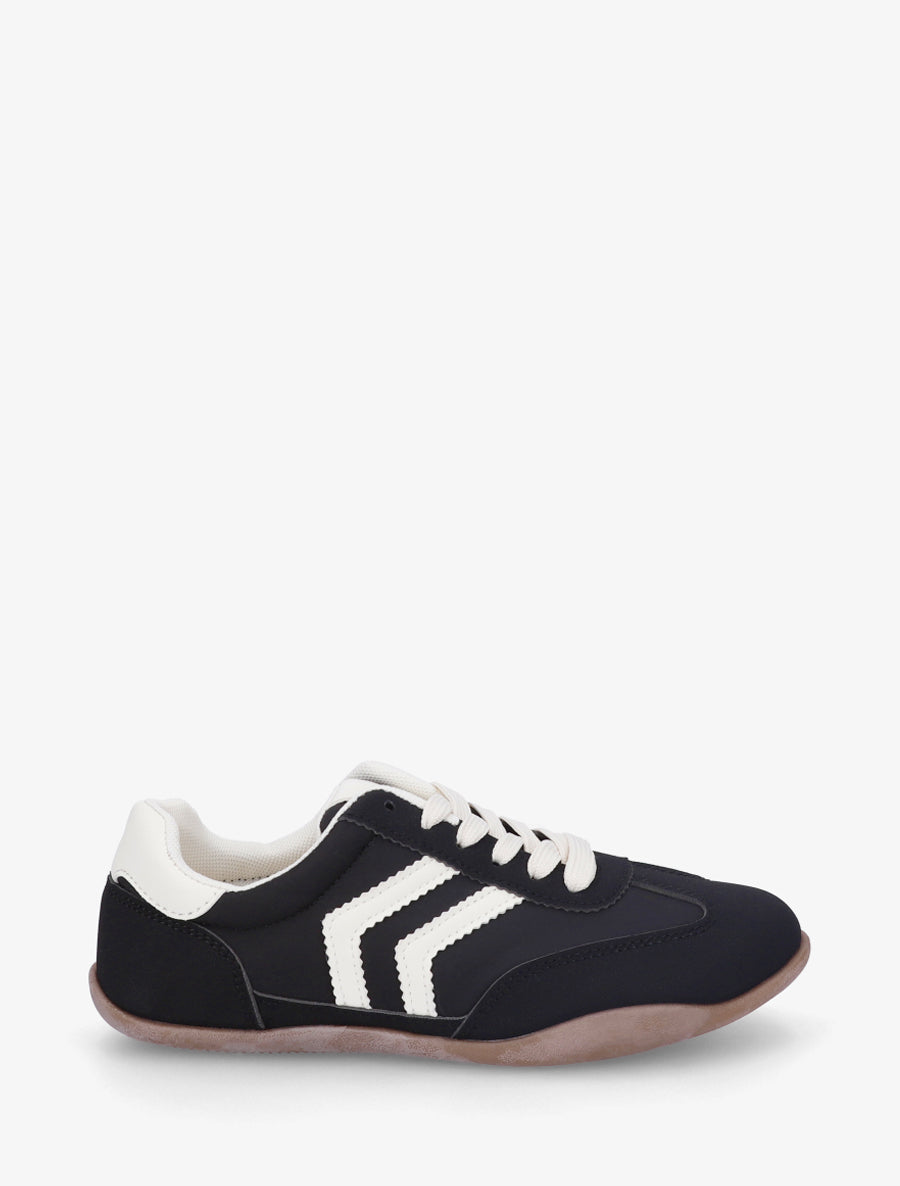 Baskets bimatière à contrefort contrastant - Noir - 1