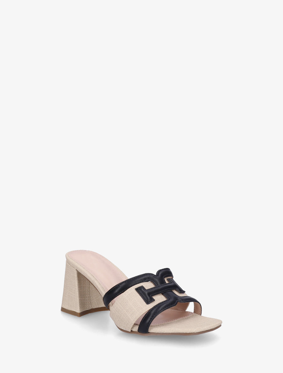 Mules en simili à bride fantaisie - Noir - 2