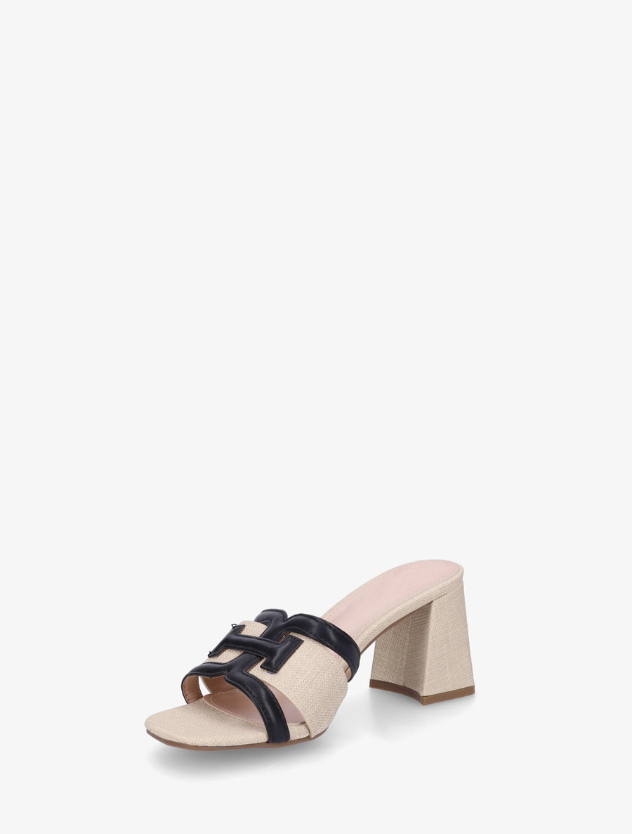 Mules en simili à bride fantaisie - Noir - 3