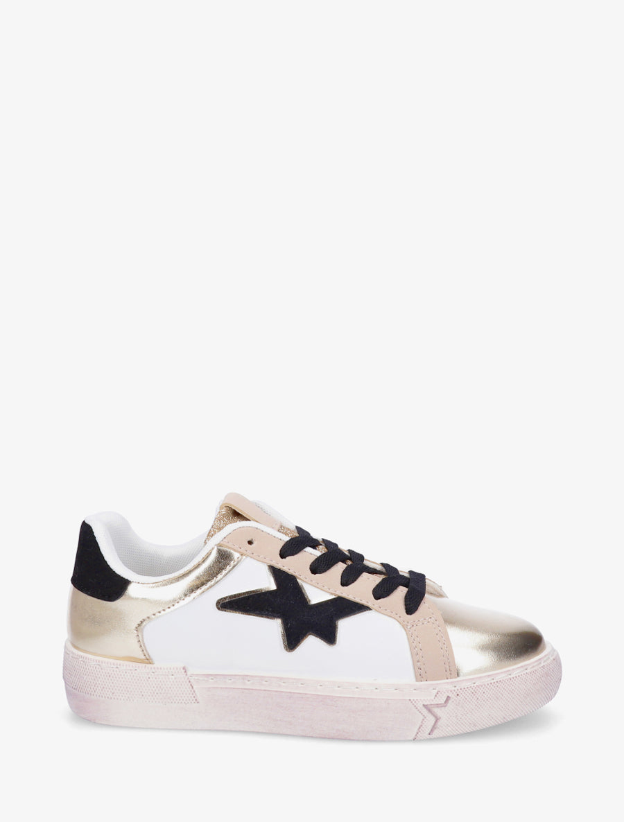 Sneakers en simili à motif étoile - Or - 1