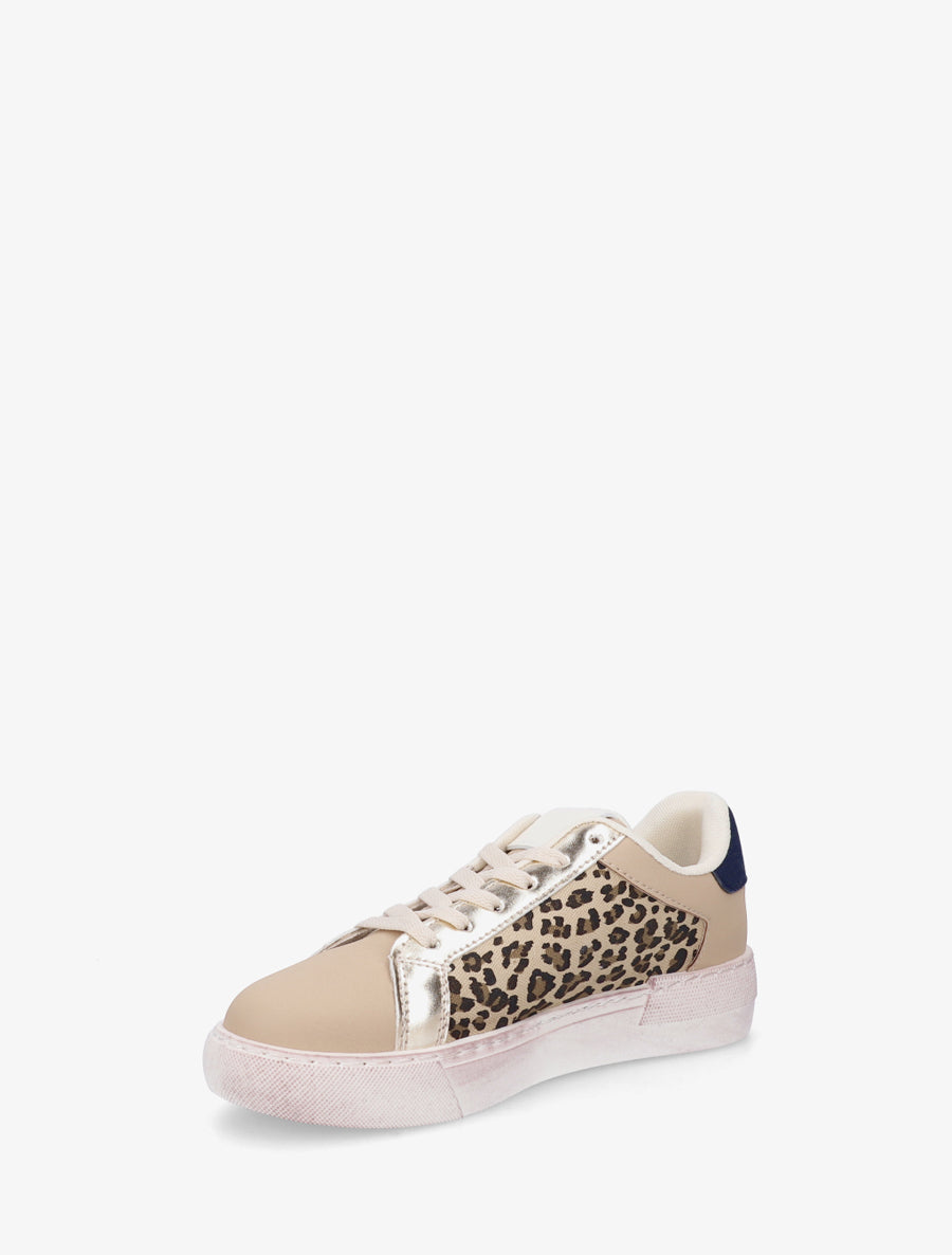 Sneakers en simili à motif étoile - Taupe - 3