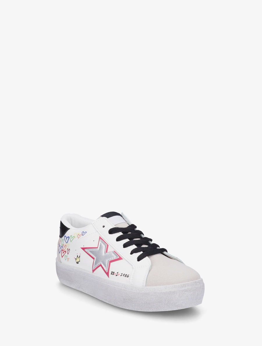 Sneakers floqués à semelle effet vintage - Gris - 2