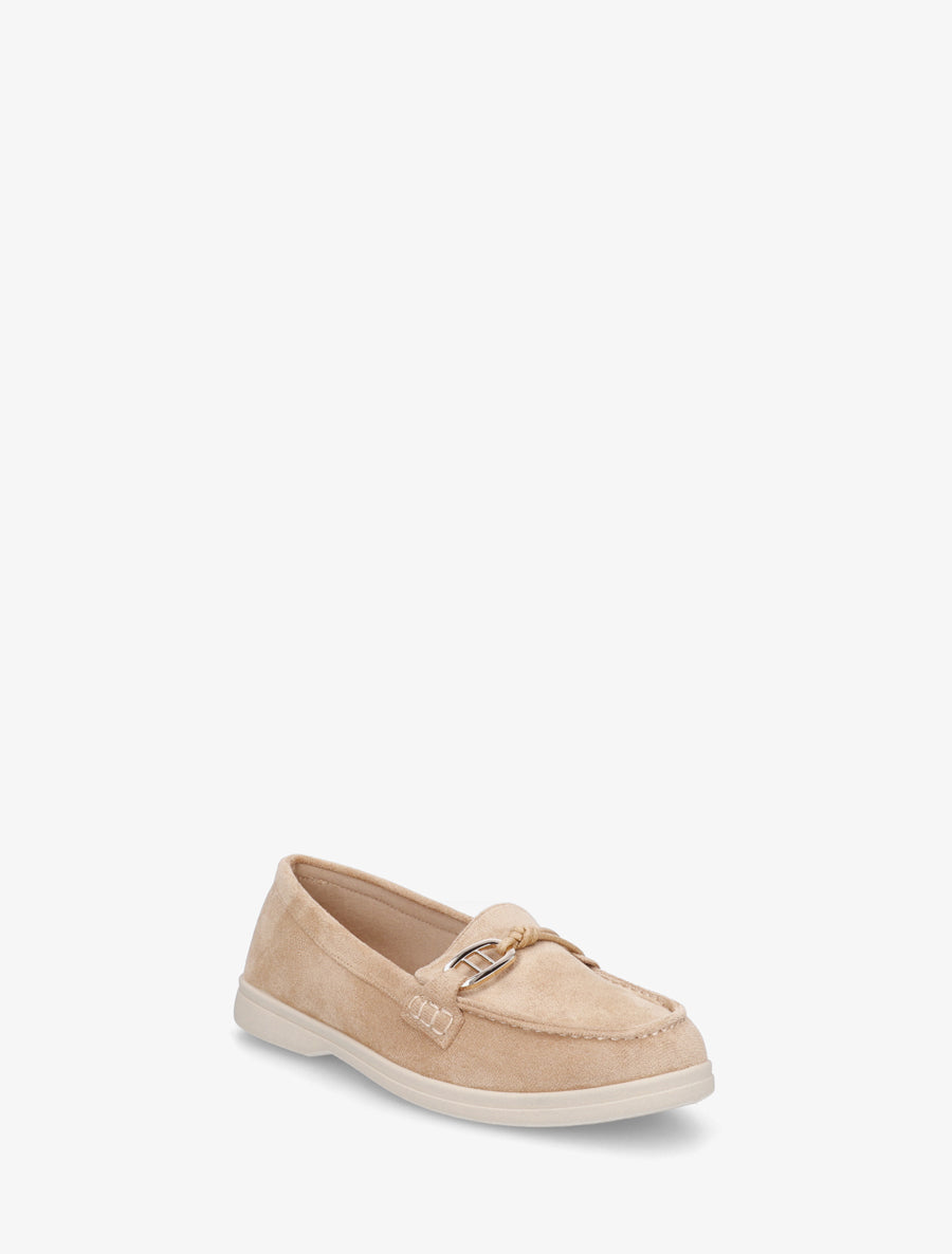 Mocassins en suédine à boucle décorative - Beige - 2