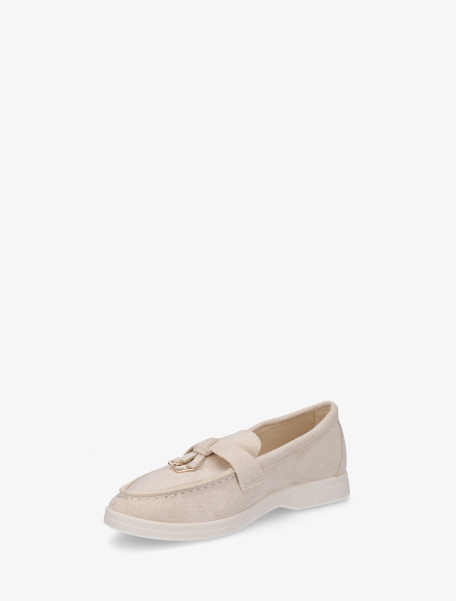 Mocassins en suédine à empiècement bijoux - Beige - 3