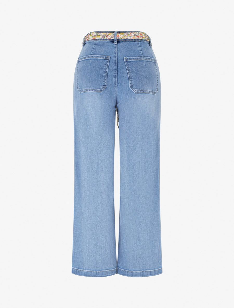 Jean à boutons décoratifs stylisés - Bleu denim - 2