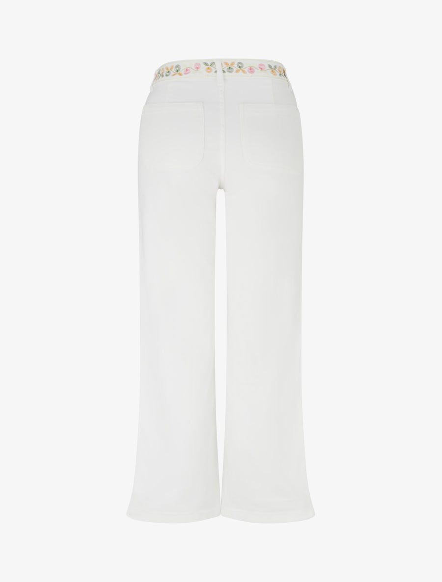 Jean uni floqué - Blanc - 2
