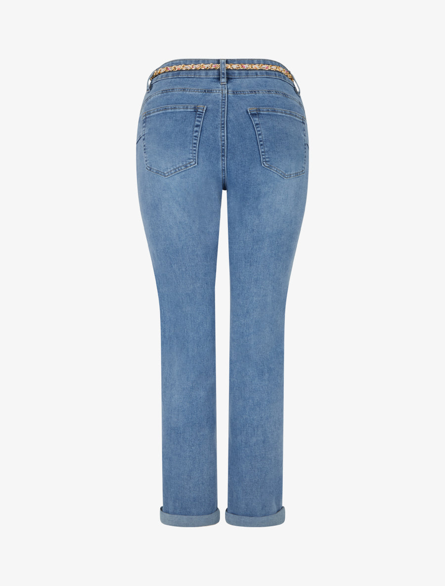 Jean slim à perles et charms - Bleu - 2