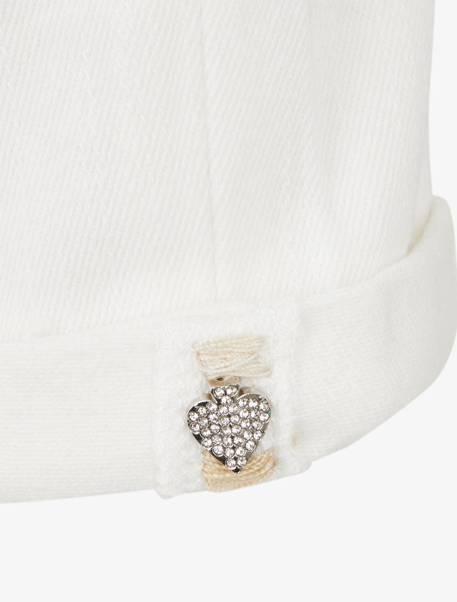 Jean slim à revers et ceinture coquillages - Blanc - 3
