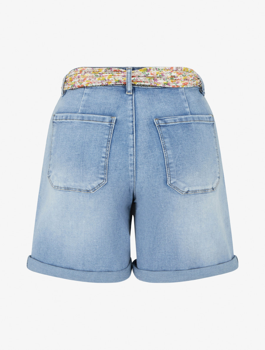 Short uni à ourlets - Bleu - 2