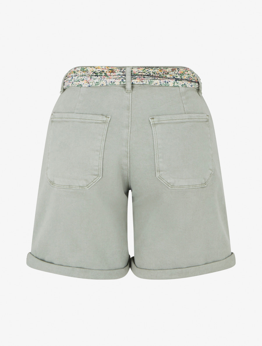 Short uni à ourlets - Kaki - 2