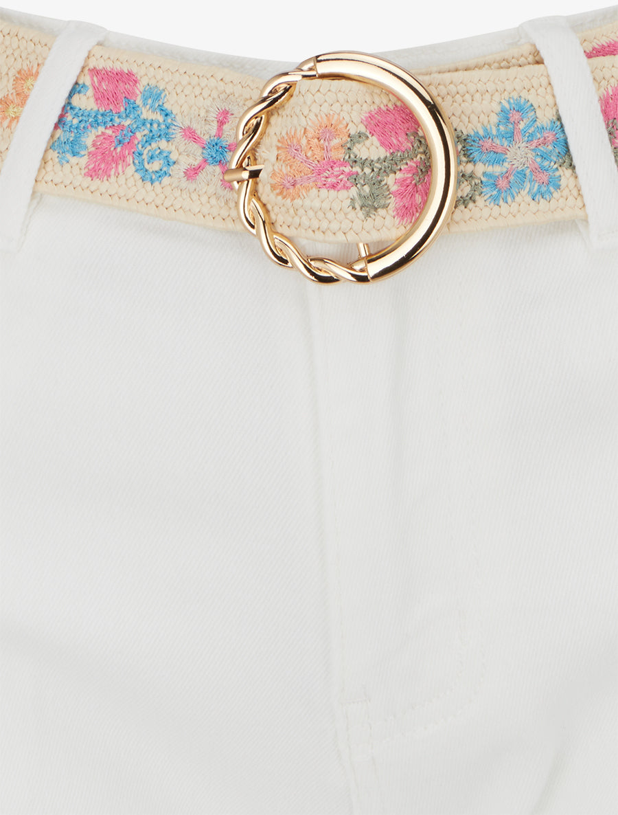 Short à broderie fleurs - Écru - 3