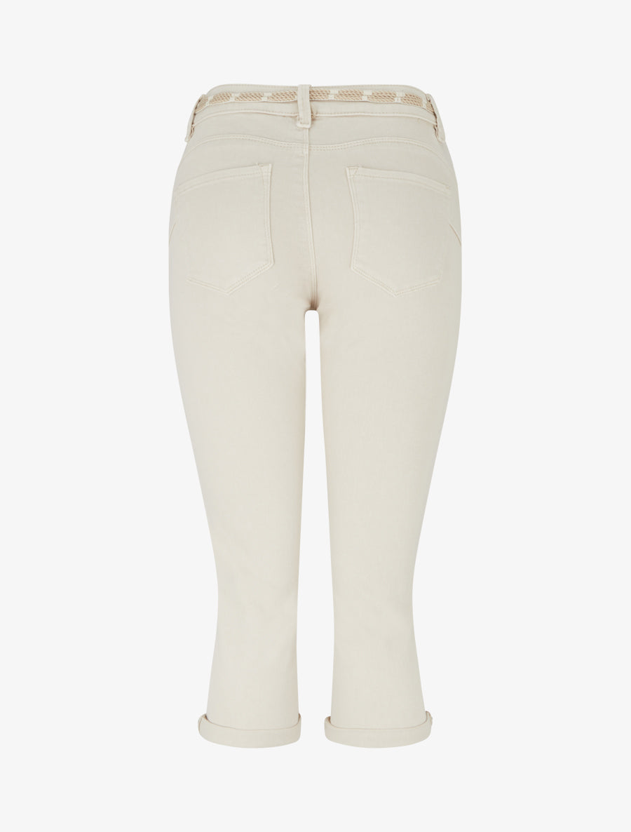 Pantacourt en jean à ceinture coquillages - Beige - 2