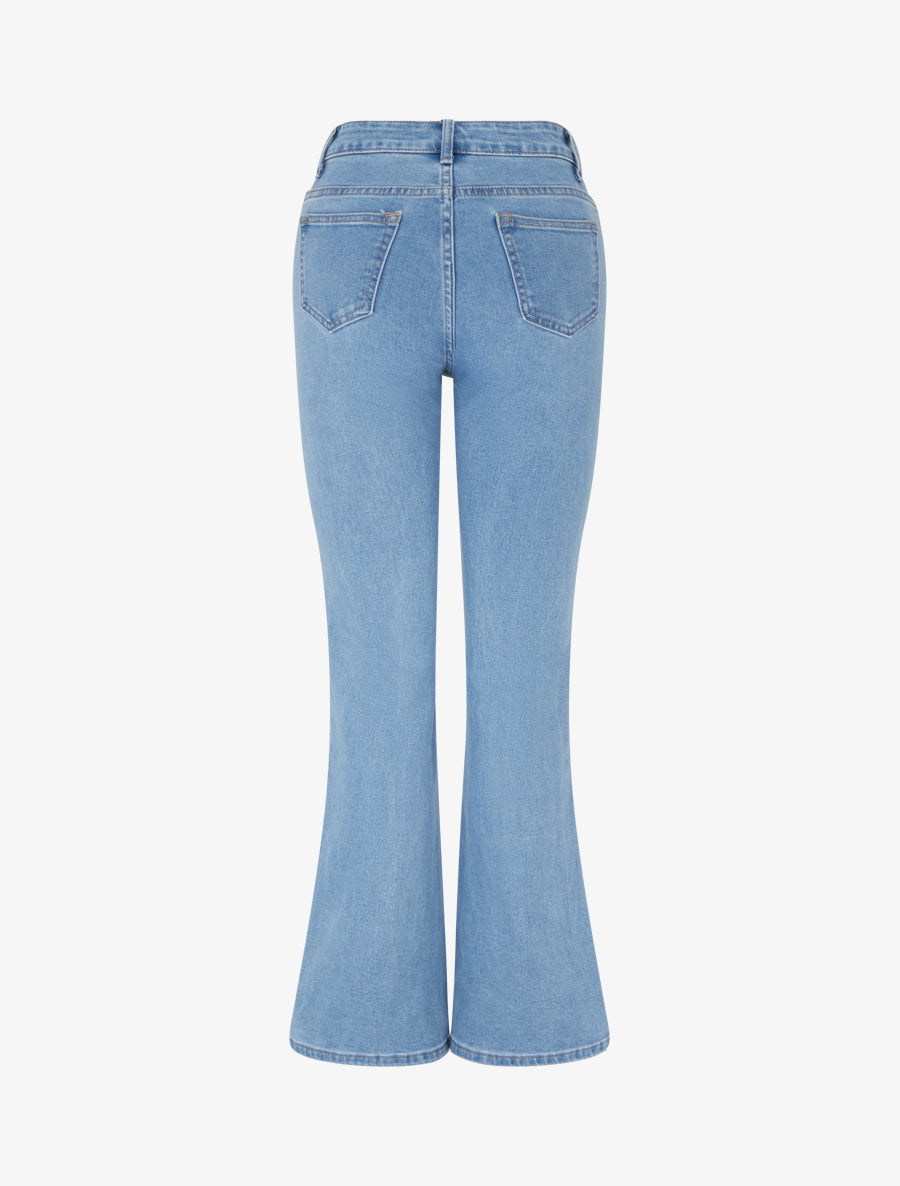 Jean flare à liseré en dentelle - Bleu - 2
