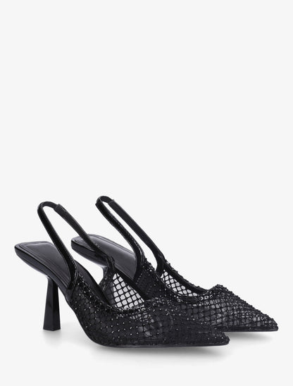 Escarpins pointu à strass - Noir - 4