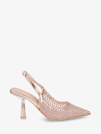 Escarpins pointu à strass - Rose gold - 1