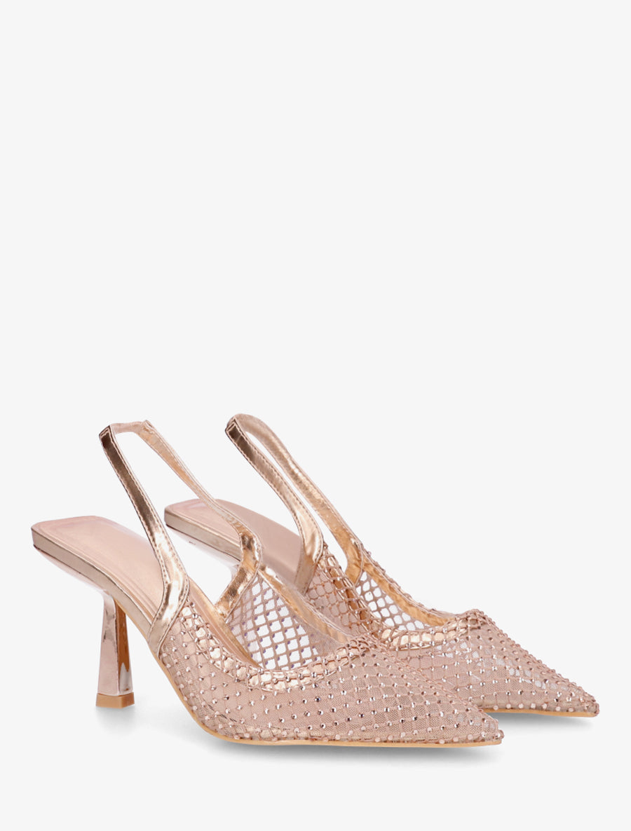 Escarpins pointu à strass - Rose gold - 4