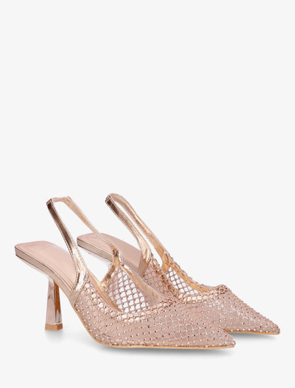 Escarpins pointu à strass - Rose gold - 4