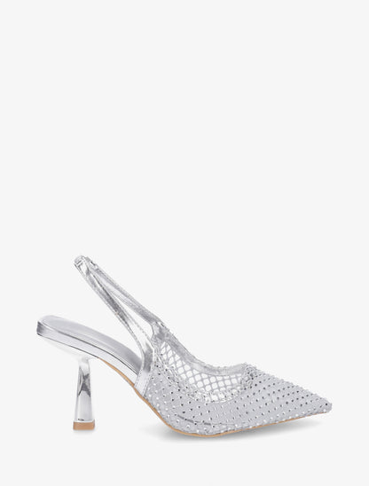 Escarpins pointu à strass - Argent - 1