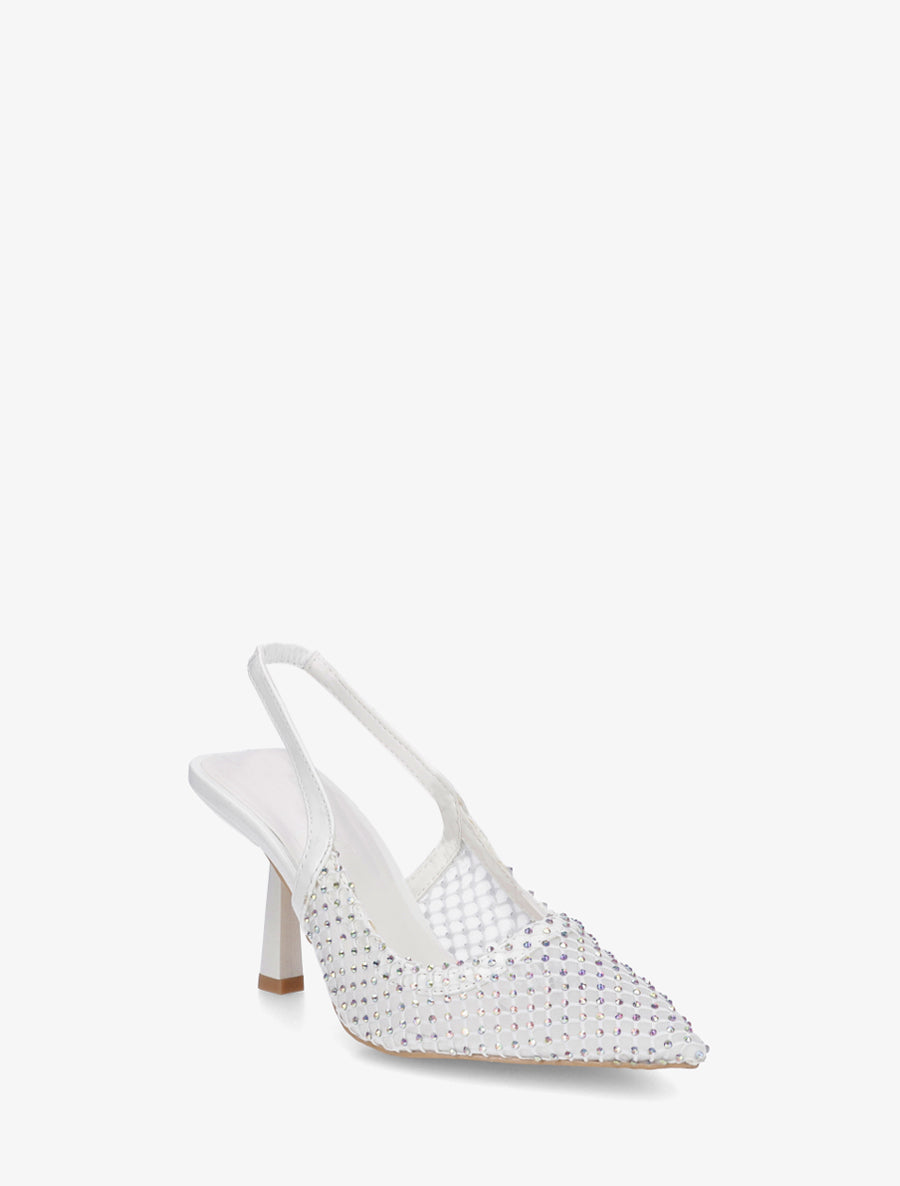 Escarpins pointu à strass - Blanc - 2
