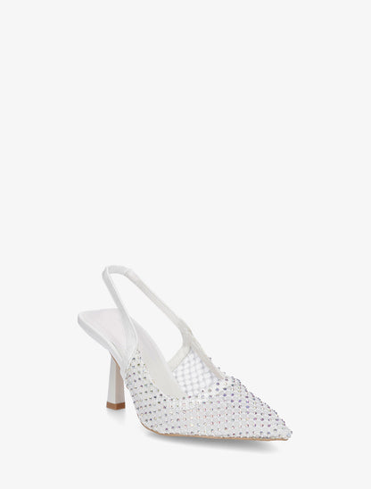 Escarpins pointu à strass - Blanc - 2