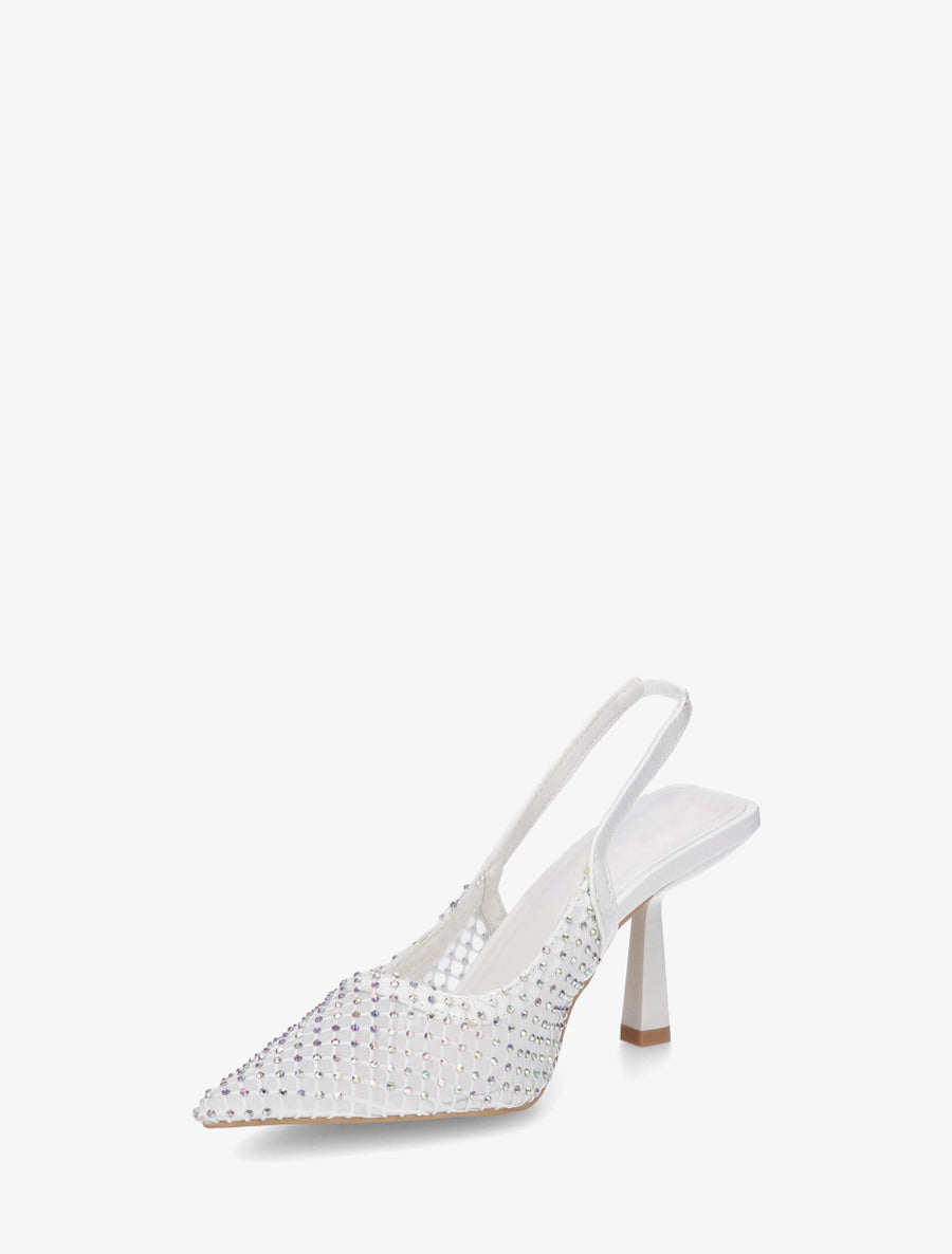 Escarpins pointu à strass - Blanc - 3