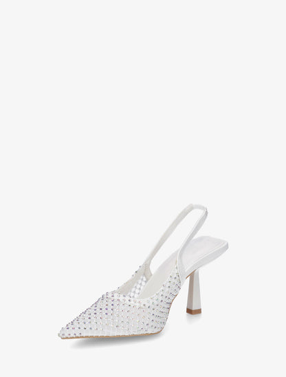 Escarpins pointu à strass - Blanc - 3