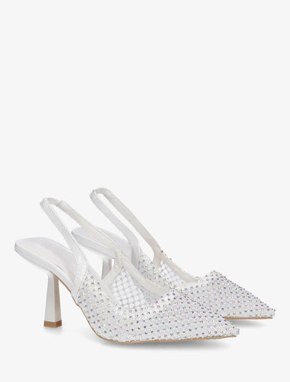 Escarpins pointu à strass - Blanc - 4