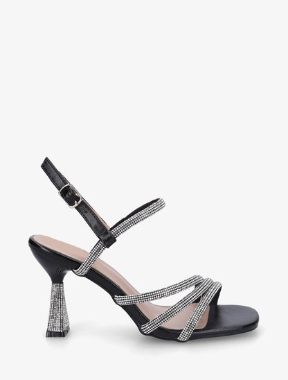 Sandales à talon strassés - Noir - 1