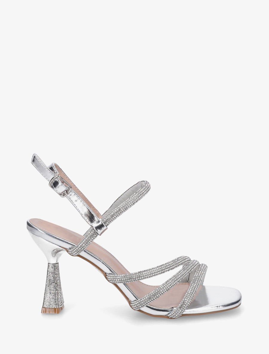 Sandales à talon strassés - Argent - 1
