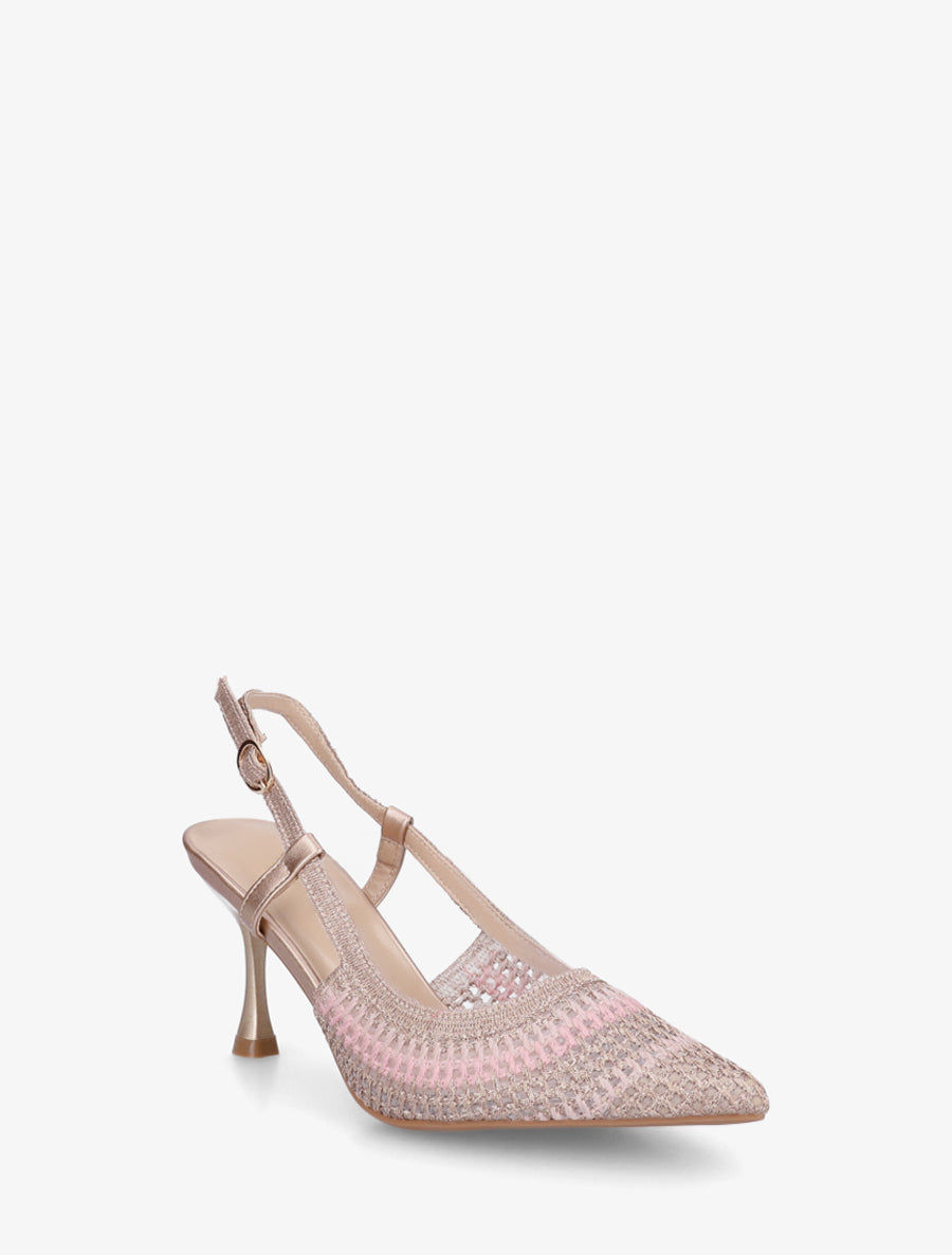 Escarpins pointus en tissu ajouré - Rose gold - 2
