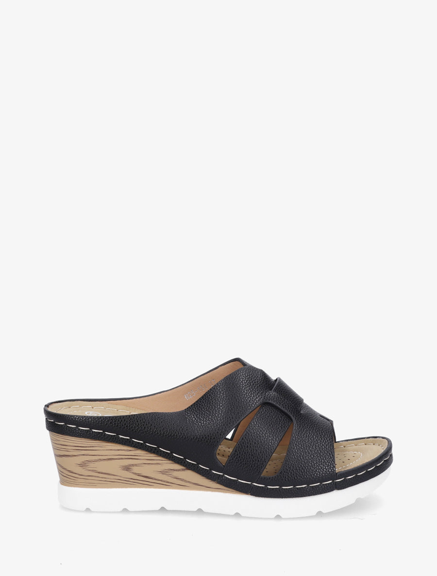 Mules à semelle effet bois - Noir - 1
