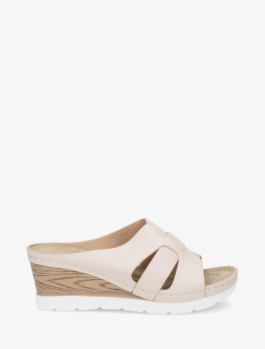 Mules à semelle effet bois - Beige - 1