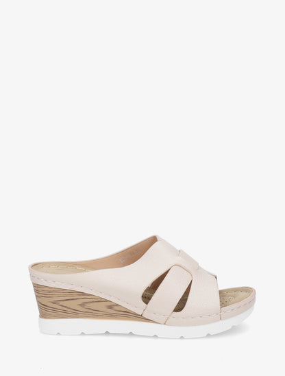 Mules à semelle effet bois - Beige - 1
