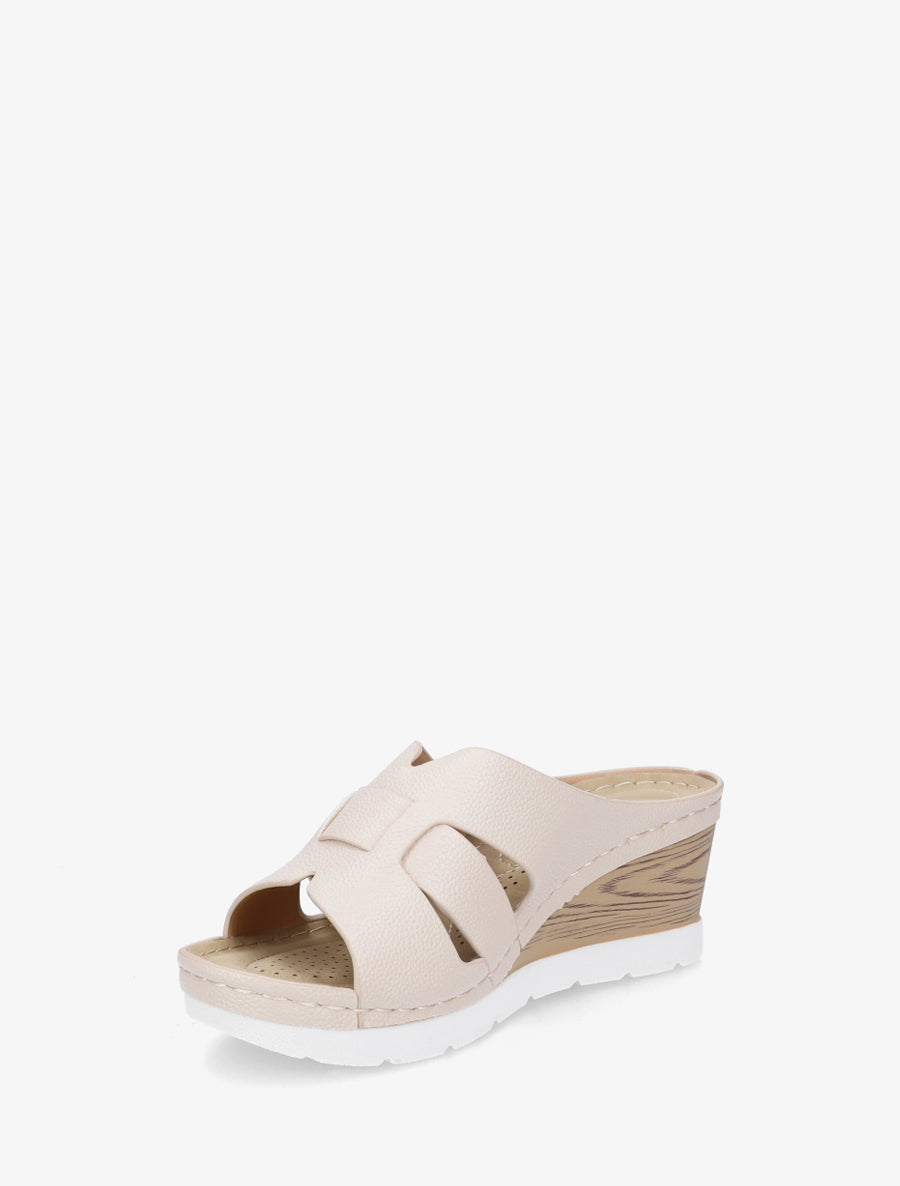 Mules à semelle effet bois - Beige - 3
