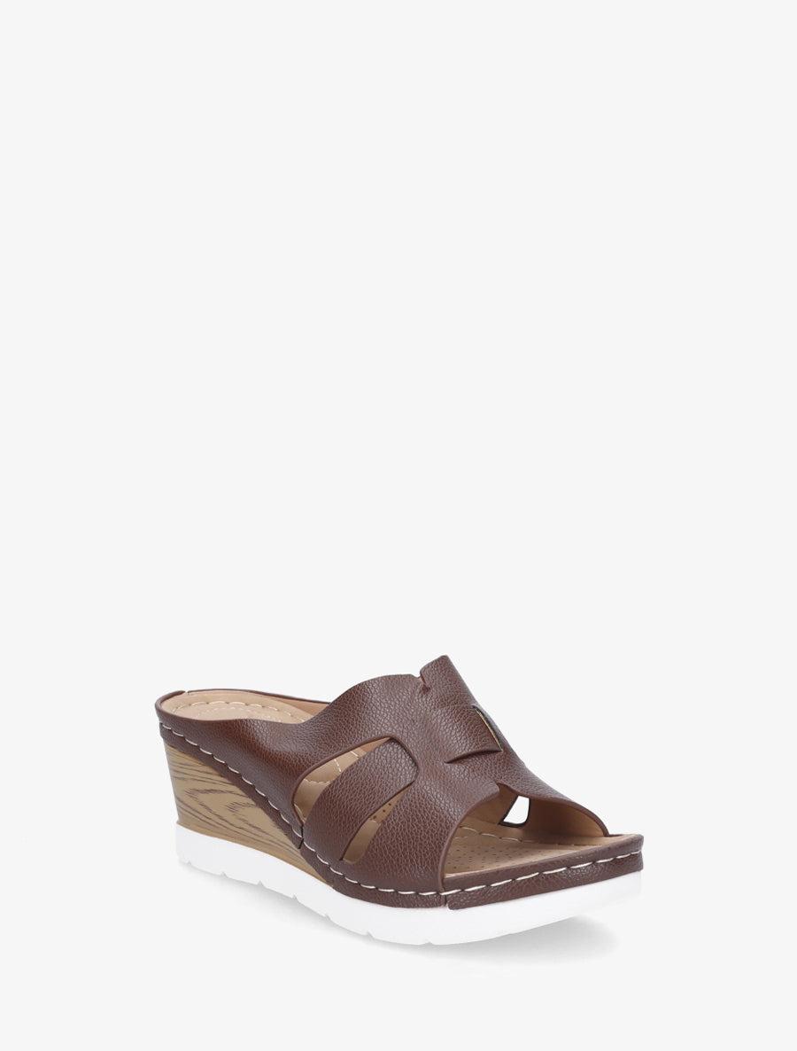 Mules à semelle effet bois - Marron - 2