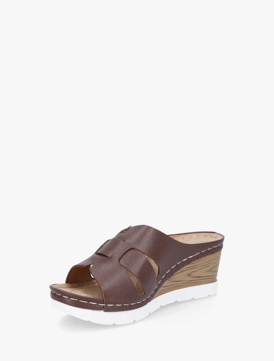 Mules à semelle effet bois - Marron - 3
