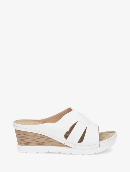 Mules à semelle effet bois - Blanc - 1