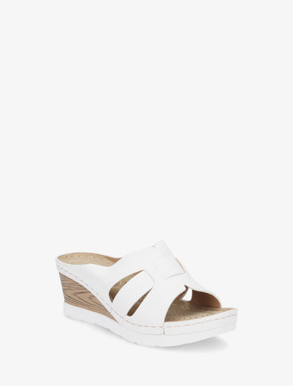 Mules à semelle effet bois - Blanc - 2
