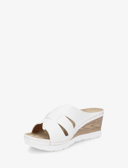 Mules à semelle effet bois - Blanc - 3