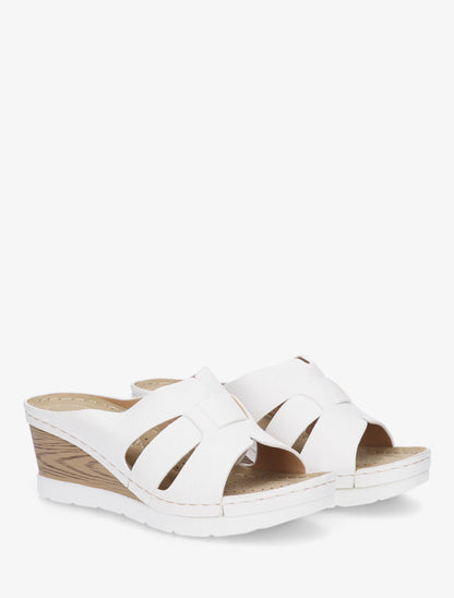 Mules à semelle effet bois - Blanc - 4
