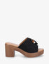 Mules à talon effet bois et empiècement pierres - Noir - 1