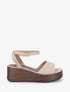 Sandales à semelle compensée effet bois - Taupe - 1