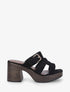 Mules à talon effet bois à boucle - Noir - 1