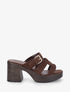 Mules à talon effet bois à boucle - Marron - 1