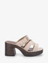 Mules à talon effet bois à boucle - Taupe - 1