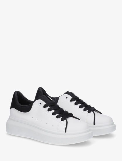 Sneakers en simili bicolore - Noir - 4