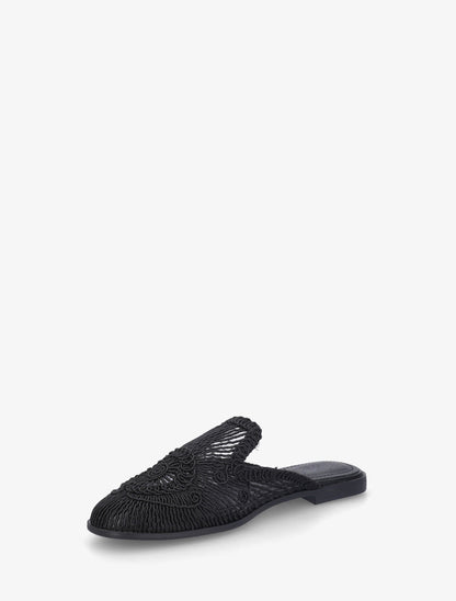 Claquettes plates style cordelettes - Noir - 3