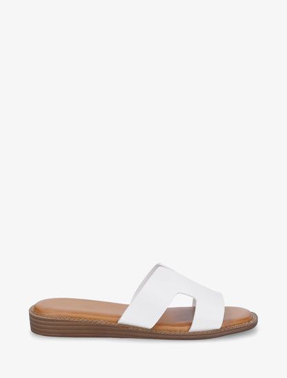 Claquette à bride ajourée en simili - Blanc - 1